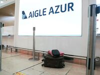 The French airline Aigle Azur’s reception desk, without any employees, at Orly airport, France  on September 6, 2019.
French airline Aigle...