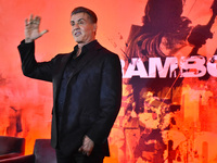 Sylvester Stallone wave his hand during Rambo: Last Blood film press conference at  Four Season Hotel on September 12, 2019 in Mexico City,...