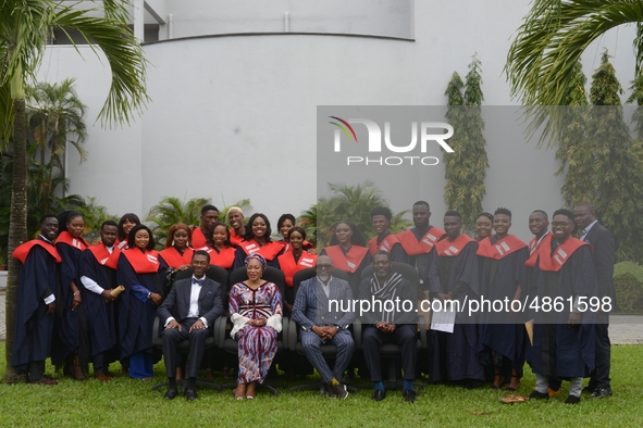 From left sitting: Ikechukwu Obiaya, Dean, School of Media and Communication, Pan Atlantic University; Shulamite Olufunke Adebolu, Commissio...