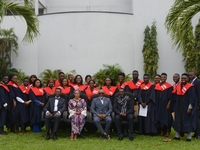 From left sitting: Ikechukwu Obiaya, Dean, School of Media and Communication, Pan Atlantic University; Shulamite Olufunke Adebolu, Commissio...