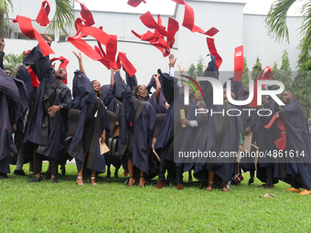 Graduating students jubilate during the MultiChoice Talent Factory graduation at Lagos Business School, Ajah, Lagos, Nigeria on Thursday, Se...