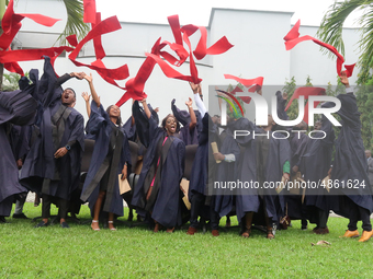 Graduating students jubilate during the MultiChoice Talent Factory graduation at Lagos Business School, Ajah, Lagos, Nigeria on Thursday, Se...