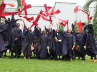 Graduating students jubilate during the MultiChoice Talent Factory graduation at Lagos Business School, Ajah, Lagos, Nigeria on Thursday, Se...