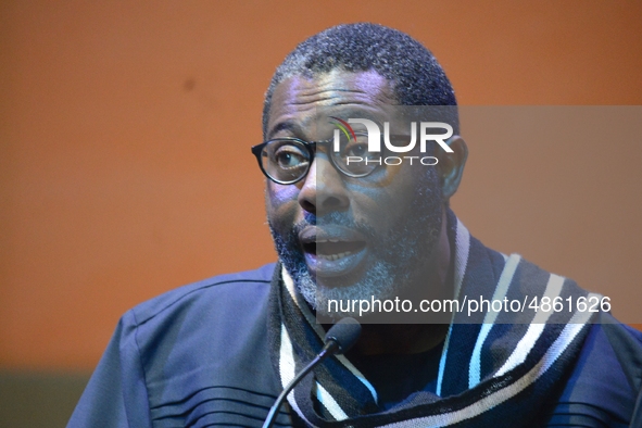 Femi Odugbemi, Academy Director, West Africa, MultiChoice Talent Factory, speaks during the MultiChoice Talent Factory graduation at Lagos B...