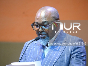 John Ugbe, Chief Executive Officer, MultiChoice Nigeria, speaks during the MultiChoice Talent Factory graduation at Lagos Business School, A...