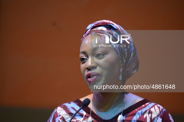 Shulamite Olufunke Adebolu, Commissioner for Tourism, Arts and Culture, Lagos State, speaks during the MultiChoice Talent Factory graduation...