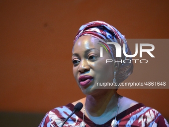 Shulamite Olufunke Adebolu, Commissioner for Tourism, Arts and Culture, Lagos State, speaks during the MultiChoice Talent Factory graduation...