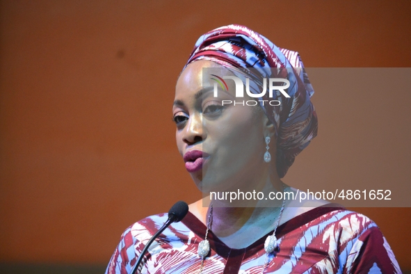 Shulamite Olufunke Adebolu, Commissioner for Tourism, Arts and Culture, Lagos State, speaks during the MultiChoice Talent Factory graduation...