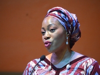 Shulamite Olufunke Adebolu, Commissioner for Tourism, Arts and Culture, Lagos State, speaks during the MultiChoice Talent Factory graduation...