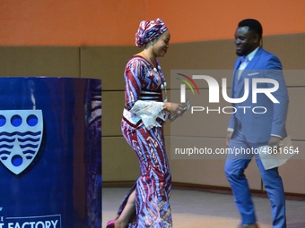 
Shulamite Olufunke Adebolu, Commissioner for Tourism, Arts and Culture, Lagos State, walks out of stage during the MultiChoice Talent Fact...