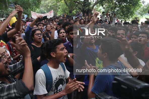 Jadavpur University Student south of slogan " Go back ABVP" and " Azadi" at the a protest rally against ABVP on September 20,2019 in Kolkata...