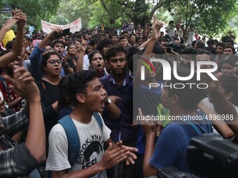 Jadavpur University Student south of slogan " Go back ABVP" and " Azadi" at the a protest rally against ABVP on September 20,2019 in Kolkata...