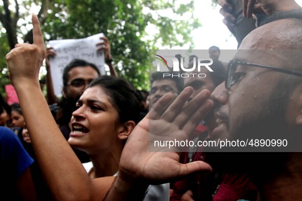 Jadavpur University Student south of slogan " Go back ABVP" and " Azadi" at the a protest rally against ABVP on September 20,2019 in Kolkata...