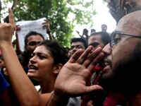 Jadavpur University Student south of slogan " Go back ABVP" and " Azadi" at the a protest rally against ABVP on September 20,2019 in Kolkata...