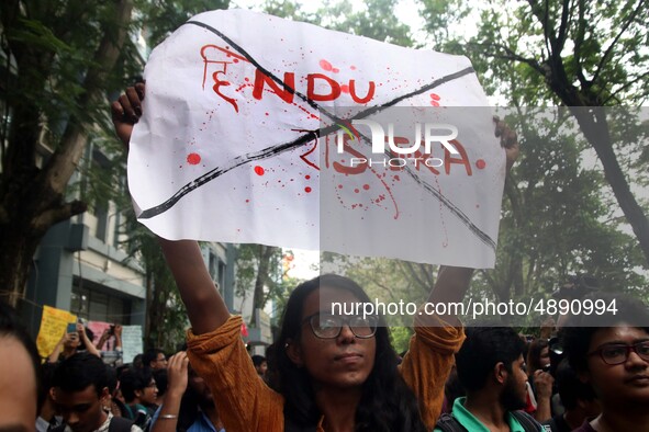 Jadavpur University Student south of slogan " Go back ABVP" and " Azadi" at the a protest rally against ABVP on September 20,2019 in Kolkata...