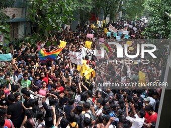 Jadavpur University Student south of slogan " Go back ABVP" and " Azadi" at the a protest rally against ABVP on September 20,2019 in Kolkata...