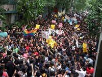 Jadavpur University Student south of slogan " Go back ABVP" and " Azadi" at the a protest rally against ABVP on September 20,2019 in Kolkata...