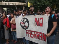 Jadavpur University Student south of slogan " Go back ABVP" and " Azadi" at the a protest rally against ABVP on September 20,2019 in Kolkata...