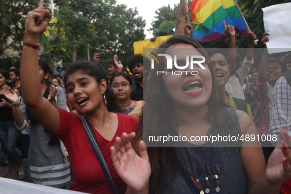 Jadavpur University Student south of slogan " Go back ABVP" and " Azadi" at the a protest rally against ABVP on September 20,2019 in Kolkata...