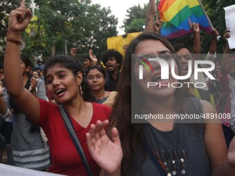 Jadavpur University Student south of slogan " Go back ABVP" and " Azadi" at the a protest rally against ABVP on September 20,2019 in Kolkata...