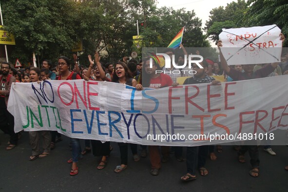 Jadavpur University Student south of slogan " Go back ABVP" and " Azadi" at the a protest rally against ABVP on September 20,2019 in Kolkata...