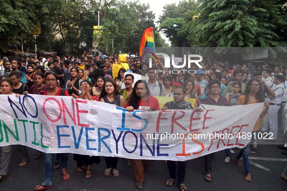 Jadavpur University Student south of slogan " Go back ABVP" and " Azadi" at the a protest rally against ABVP on September 20,2019 in Kolkata...