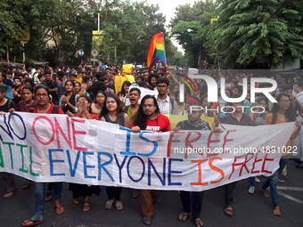 Jadavpur University Student south of slogan " Go back ABVP" and " Azadi" at the a protest rally against ABVP on September 20,2019 in Kolkata...