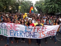 Jadavpur University Student south of slogan " Go back ABVP" and " Azadi" at the a protest rally against ABVP on September 20,2019 in Kolkata...