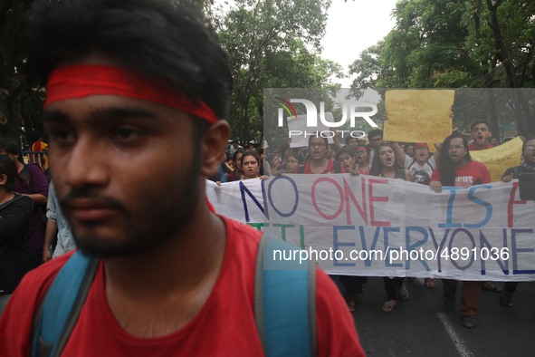 Jadavpur University Student south of slogan " Go back ABVP" and " Azadi" at the a protest rally against ABVP on September 20,2019 in Kolkata...