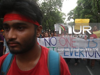 Jadavpur University Student south of slogan " Go back ABVP" and " Azadi" at the a protest rally against ABVP on September 20,2019 in Kolkata...