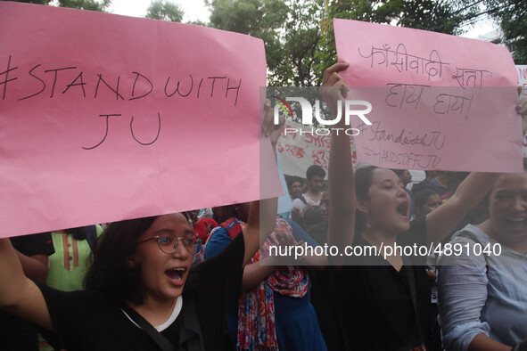 Jadavpur University Student south of slogan " Go back ABVP" and " Azadi" at the a protest rally against ABVP on September 20,2019 in Kolkata...