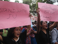 Jadavpur University Student south of slogan " Go back ABVP" and " Azadi" at the a protest rally against ABVP on September 20,2019 in Kolkata...