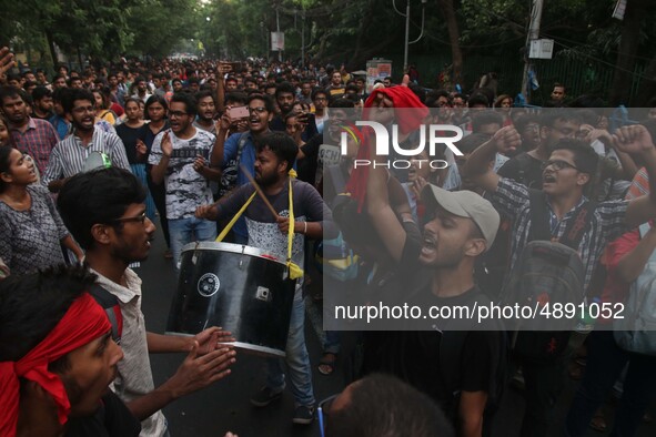 Jadavpur University Student south of slogan " Go back ABVP" and " Azadi" at the a protest rally against ABVP on September 20,2019 in Kolkata...