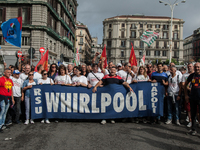 Employees of Whirlpool protest in Naples, Italy on September 23, 2019. Employees of the Naples office furious at the company's decision to p...