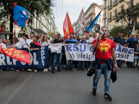 Employees of Whirlpool protest in Naples, Italy on September 23, 2019. Employees of the Naples office furious at the company's decision to p...