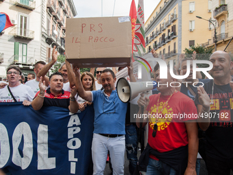 Employees of Whirlpool protest in Naples, Italy on September 23, 2019. Employees of the Naples office furious at the company's decision to p...