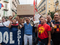 Employees of Whirlpool protest in Naples, Italy on September 23, 2019. Employees of the Naples office furious at the company's decision to p...