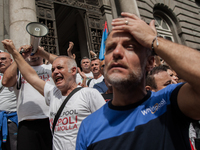 Employees of Whirlpool protest in Naples, Italy on September 23, 2019. Employees of the Naples office furious at the company's decision to p...