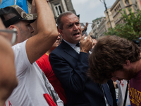 Employees of Whirlpool protest in Naples, Italy on September 23, 2019. Employees of the Naples office furious at the company's decision to p...