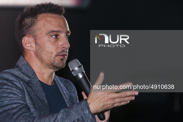 Director Alejandro Amenabar attends a meeting with TAI university students at Ideal cinema on September 23, 2019 in Madrid, Spain.  