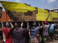 Bangladeshi labourer work in a dockyard beside the Buriganga River in Dhaka, Bangladesh on October 04, 2019.
There are  twenty-eight dockyar...