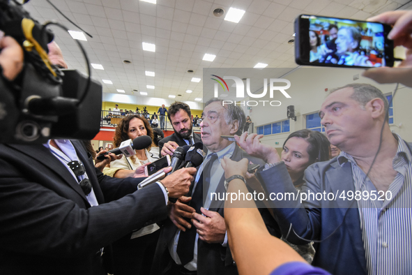 The mayor Leoluca Orlando In the Ernesto Ascione school in Palermo, during Mille Periferie, the network for urban regeneration and the safet...