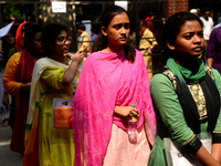 Bangladeshi admission seekers exit Buet premises in line ahead of the tests amid tight security in Dhaka, Bangladesh, on October 14, 2019.Th...