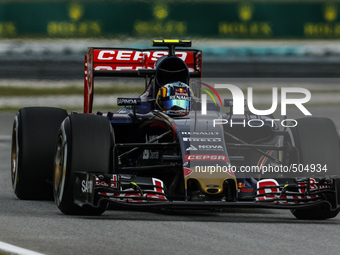 Spanish Carlos Sainz Jnr of Scuderia Toro Rosso in action during the qualifying session of the Malaysian Formula One Grand Prix at Sepang In...