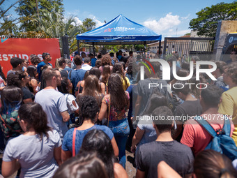 Brazilian students arrive for the National High School Exam (ENEM), in Franca, São Paulo, Brazil, on 3 November 2019. The exam is used as a...