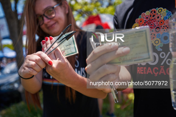 Brazilian students arrive for the National High School Exam (ENEM), in Franca, São Paulo, Brazil, on 3 November 2019. The exam is used as a...