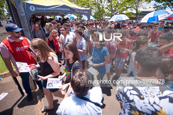 Brazilian students arrive for the National High School Exam (ENEM), in Franca, São Paulo, Brazil, on 3 November 2019. The exam is used as a...