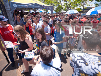 Brazilian students arrive for the National High School Exam (ENEM), in Franca, São Paulo, Brazil, on 3 November 2019. The exam is used as a...