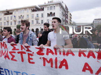 Students, educational associations and members of the Thessaloniki Students' Coordination Committee demonstrate about the problems in second...