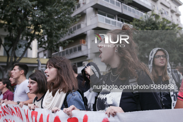 Students, educational associations and members of the Thessaloniki Students' Coordination Committee demonstrate about the problems in second...